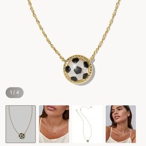 Kendra Scott Gold Soccer Ball (Reverses to Plain White Stone) Necklace-Worn Once